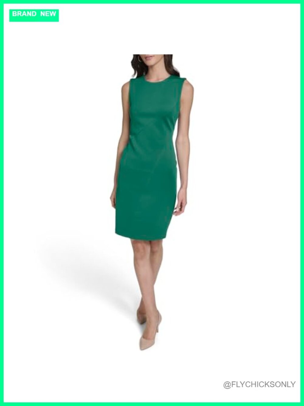 Calvin Klein Sleeveless Scuba Sheath Dress Knee Length Zipper